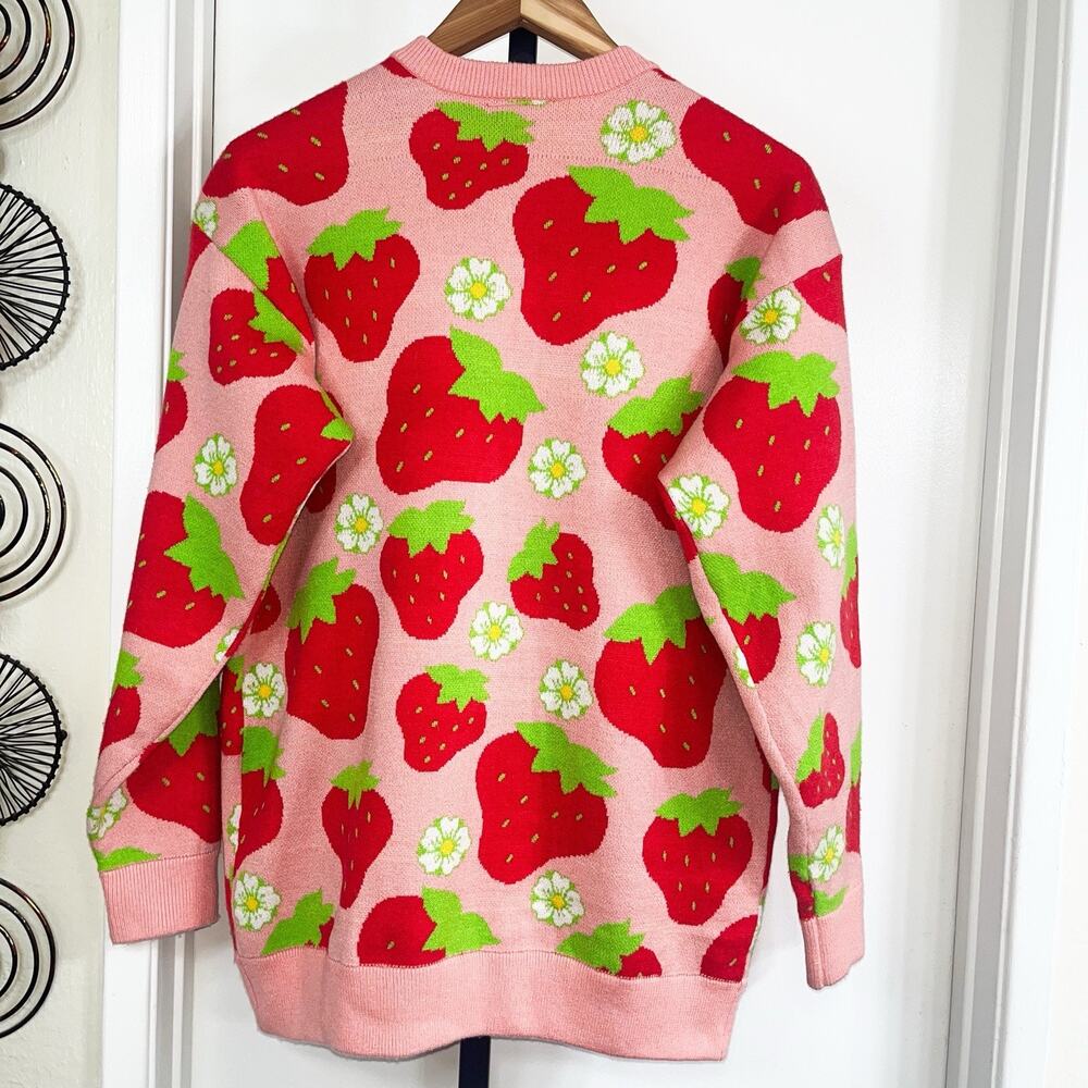 Strawberry Shortcake Womens Vintage Girlcore Kidcore Cardigan - Red Pink, Size M - Picture 2 of 8